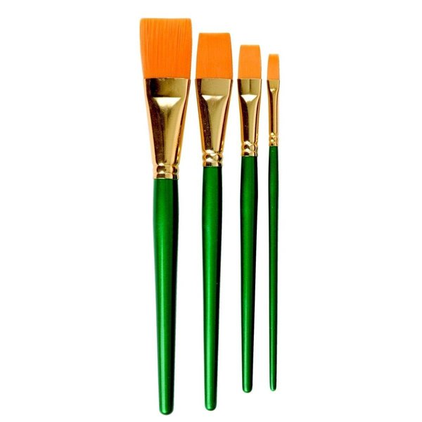 Officetop Optimum Bright White Taklon Long Handle Paint Brush; Size 4 - Pack of 3 OF529241